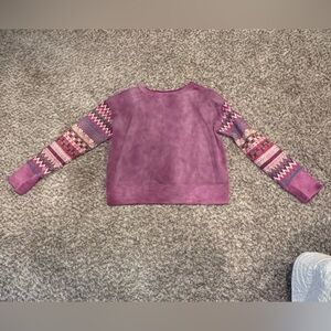 Boho Aztec Sleeve Sweatshirt Purple Pattern Sleeve Pullover